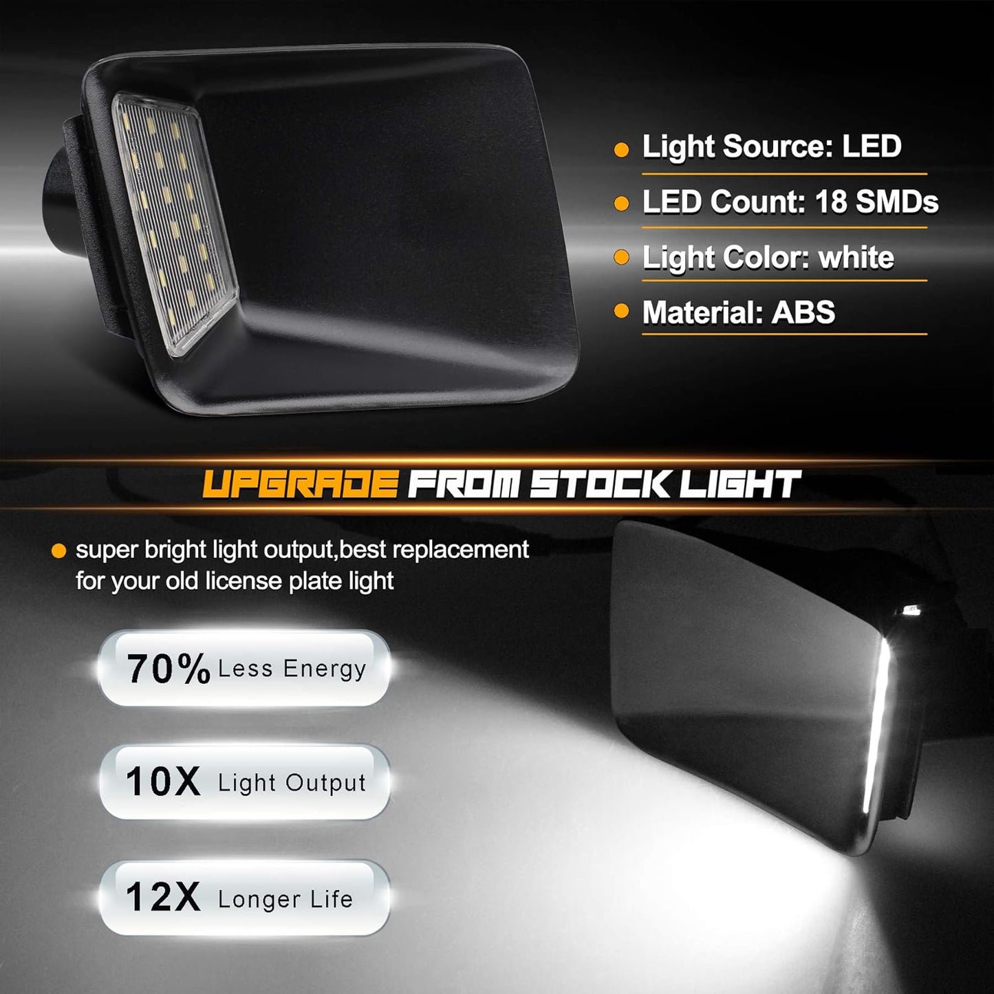 Pack of 2, 6000K White License Plate Tag Light Lamp Assembly for 2004-2012 GMC Canyon Chevy Colorado Pickup