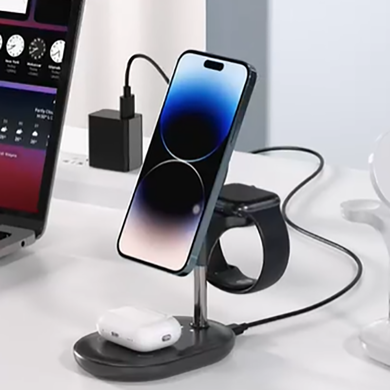 ADZERD  Wireless Charger Stand, Foldable 15W Fast Wireless Charging Station, 2-in-1 Charging Stand Dock for iPhone iPad