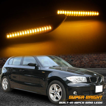 Smoked Lens Sequential LED Turn Signal Side Markers for BMW E90 E91 E92 E93 E46 E53 X3 E83 X1 E84 E81 E82 E87 E88, Pack of 2