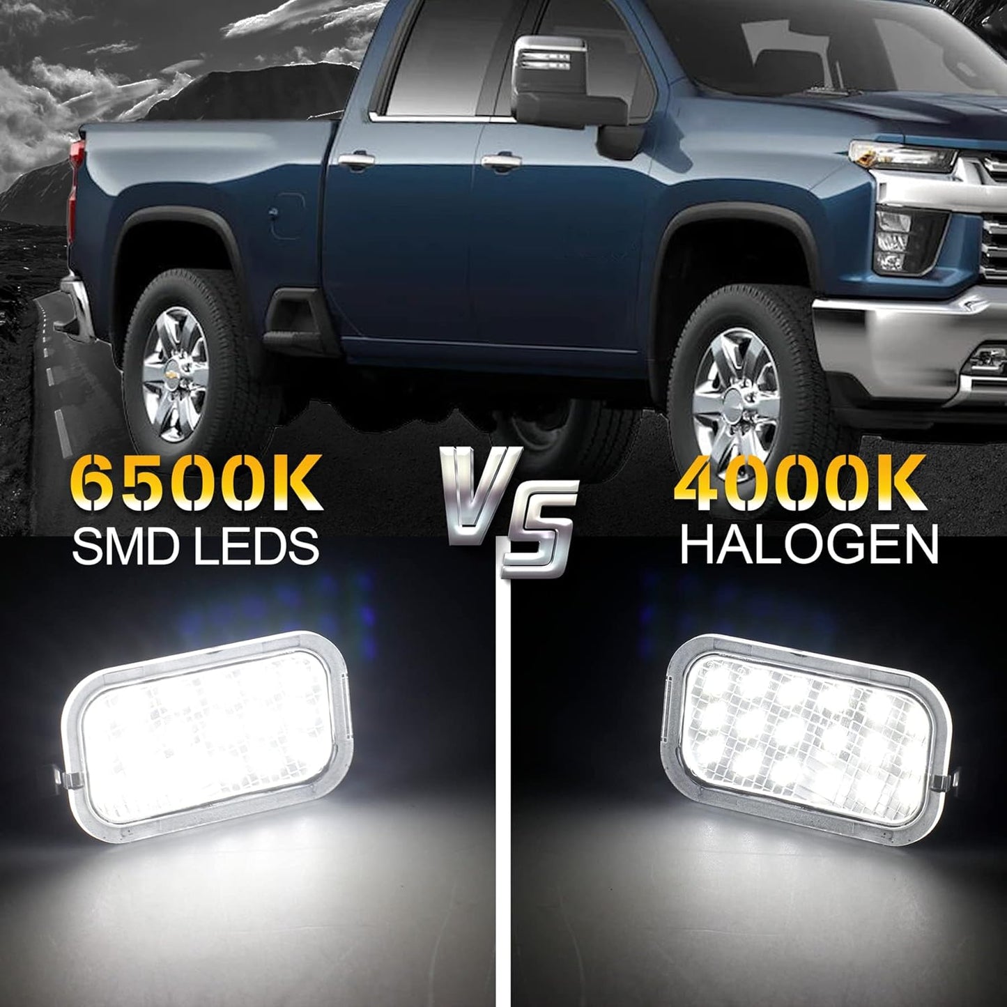 Puddle Light Mirror LED Lamp Assembly for 2007-2014 GMC Yukon Suburban 1500 Chevy Silverado 2500HD 3500HD Tahoe