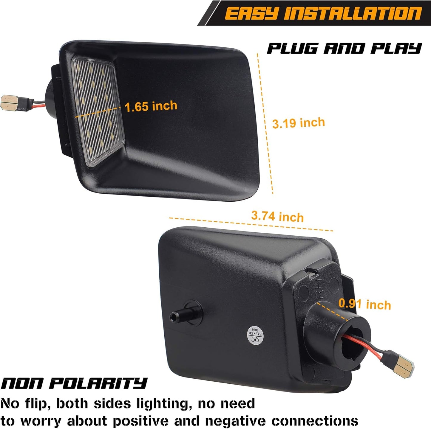 Pack of 2, 6000K White License Plate Tag Light Lamp Assembly for 2004-2012 GMC Canyon Chevy Colorado Pickup