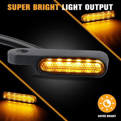 Sequential Amber LED Front Turn Signals Universal Motorcycle Blinkers Compatible with Honda Harley Suzuki Kawasaki Yamaha