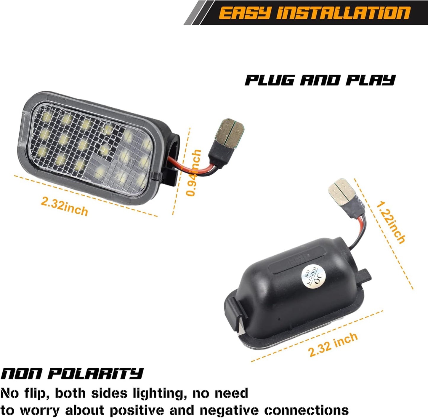 Puddle Light Mirror LED Lamp Assembly for 2007-2014 GMC Yukon Suburban 1500 Chevy Silverado 2500HD 3500HD Tahoe