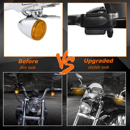 Sequential Amber LED Front Turn Signals Universal Motorcycle Blinkers Compatible with Honda Harley Suzuki Kawasaki Yamaha