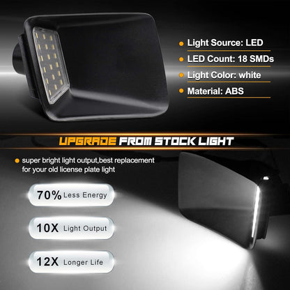 Pack of 2, 6000K White License Plate Tag Light Lamp Assembly for 2004-2012 GMC Canyon Chevy Colorado Pickup